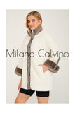 Alcboll White Alcantara Fur Trimmed Coat - Milano Calvino image 4