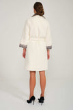 Yılan Mink Detaylı Alcantara Yün Jacket - White - Milano Calvino image 4