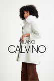 Alpaca Wool & Fur Trimmed & Çift Taraflı Women’s Coat - White - Milano Calvino image 4