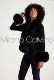 Fur Trimmed Triko Cardigan - Black - Milano Calvino image 4