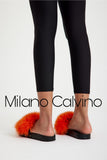 Fur Trimmed Slipper - Orange - Milano Calvino image 4