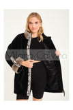 Alcboll Black Alcantara Fur Trimmed Coat - Milano Calvino image 5
