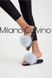 Fur Trimmed Slipper - Açık Blue - Milano Calvino image 5