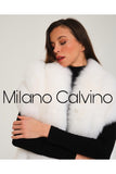Fur Shawl & Scarf (shadow) - White - Milano Calvino image 5