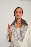 Yılan Mink Detaylı Alcantara Yün Jacket - White - Milano Calvino image 5