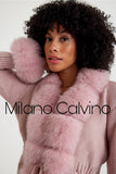 Fur Trimmed Triko Hırk - Pink - Milano Calvino image 5