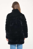 Chinchilla Rex Long Fur Jacket (Black) - Milano Calvino image 5