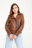 Genuine Leather Women’s Jacket ( Kaherengi ) - Brown - Milano Calvino image 5