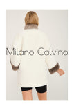 Alcboll White Alcantara Fur Trimmed Coat - Milano Calvino image 5