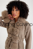 Fur Trimmed Triko Cardigan - Beige - Milano Calvino image 5