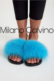 Fur Trimmed Slipper - Sky Blue - Milano Calvino image 5
