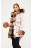 Women’s Fur Trimmed Roz Şişme Parka (roz - Fross Kombin) - Rose Frost Combination - Milano Calvino image 5