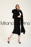 Fur Trimmed Long Triko Cardigan - Black - Milano Calvino image 5