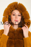 Fur Trimmed Long Triko Cardigan (hardal) - Mustard - Milano Calvino image 5