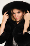 Alcboll Fox Black Alcantara Fur Trimmed Coat - Milano Calvino image 5