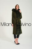 Fur Trimmed Long Triko Cardigan (haki) - Khaki - Milano Calvino image 5