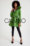 Alpaca Wool & Fur Trimmed & Çift Taraflı Women’s Coat - Green - Milano Calvino image 5