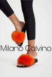Fur Trimmed Slipper - Orange - Milano Calvino image 5