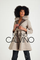 -CLARA- Alpaka Wool Jacket W/ Fox Fur Collar (Beige)