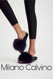 Fur Trimmed Slipper - Patlıcan - Milano Calvino image 6