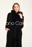 Fur Trimmed Long Triko Cardigan - Black - Milano Calvino image 6