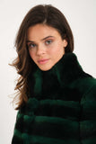 Chinchilla Rex Short Fur Jacket ( Green ) - Chinchilla Green - Milano Calvino image 6