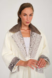 Yılan Mink Detaylı Alcantara Yün Jacket - White - Milano Calvino image 6