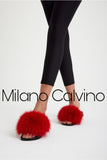 Fur Trimmed Slipper - Red - Milano Calvino image 6