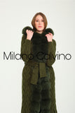 Fur Trimmed Long Triko Cardigan (haki) - Khaki - Milano Calvino image 6