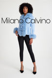 Fur Trimmed Triko Cardigan - Buz Blue - Milano Calvino image 6