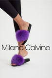 Fur Trimmed Slipper - Purple - Milano Calvino image 6