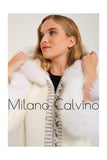 Alcboll Fox White Alcantara Fur Trimmed Coat - Milano Calvino image 6