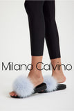 Fur Trimmed Slipper - Açık Blue - Milano Calvino image 6