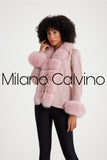 Fur Trimmed Triko Hırk - Pink - Milano Calvino image 6