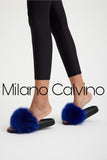 Fur Trimmed Slipper - Blue - Milano Calvino image 6