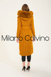 Fur Trimmed Long Triko Cardigan (hardal) - Mustard - Milano Calvino image 6