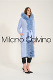 Fur Trimmed Long Triko Cardigan ( Buz Bluesi) - Milano Calvino image 6