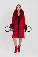 -DOBLE- Cashmere Coat w/ Fur ( Red )