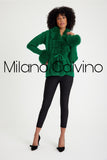 Fur Trimmed Triko Cardigan - Green - Milano Calvino image 7