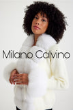 Fur Trimmed Triko Cardigan - White - Milano Calvino image 7