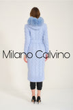 Fur Trimmed Long Triko Cardigan ( Buz Bluesi) - Milano Calvino image 7