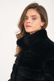 Chinchilla Rex Long Fur Jacket (Black) - Milano Calvino image 7