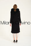 Fur Trimmed Long Triko Cardigan - Black - Milano Calvino image 7