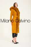 Fur Trimmed Long Triko Cardigan (hardal) - Mustard - Milano Calvino image 7