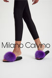 Fur Trimmed Slipper - Purple - Milano Calvino image 7