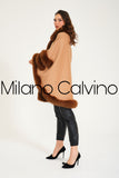 Fur Trimmed Cashmere Poncho - Camel - Milano Calvino image 7