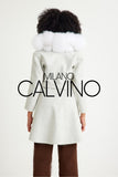 Alpaca Wool & Fur Trimmed & Çift Taraflı Women’s Coat - White - Milano Calvino image 7