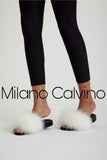 Fur Trimmed Slipper - White - Milano Calvino image 7