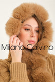 Fur Trimmed Long Triko Cardigan (Beige) - Milano Calvino image 7