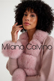 Fur Trimmed Triko Hırk - Pink - Milano Calvino image 7